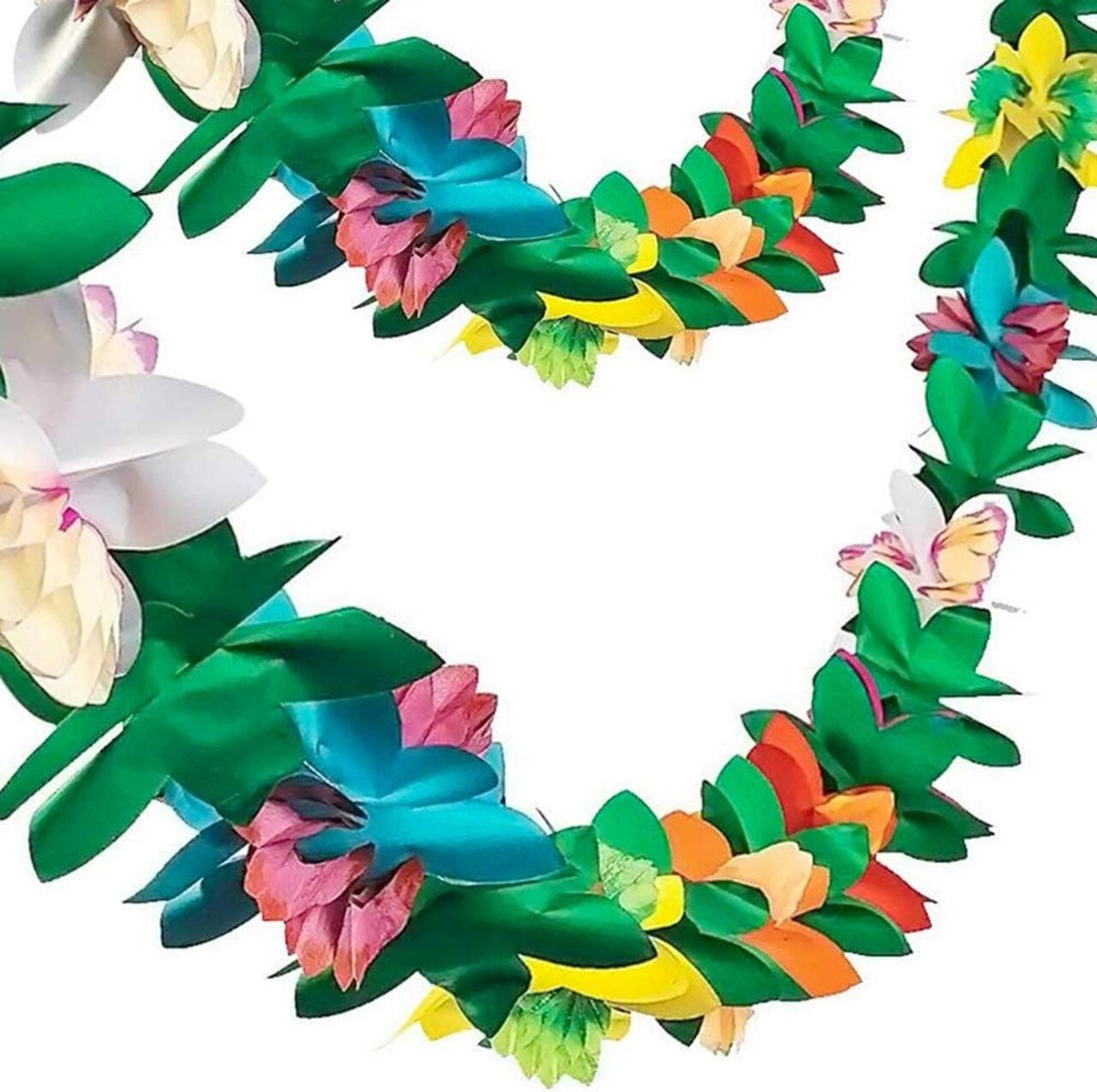 2 Pack Summer Tropical Garland Party Decorations, 20ft Multicolored Tissue Paper Hibiscus Flower Summer Banner for Birthday Beach Theme Luau Moana Hawaiian Party Supplies